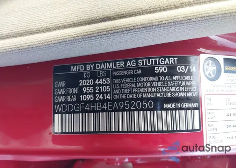 2014 Mercedes-Benz C 250 Sport from USA, damaged, VIN WDDGF4HB4EA952050